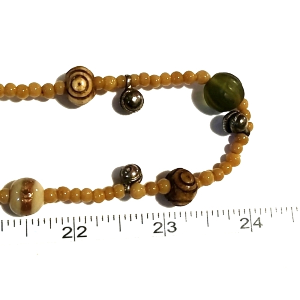 VINTAGE ETHNIC HAND CARVED STONES SEED BEADS WOODEN BEADS NO CLASP 48" NECKLACE - Picture 8 of 10